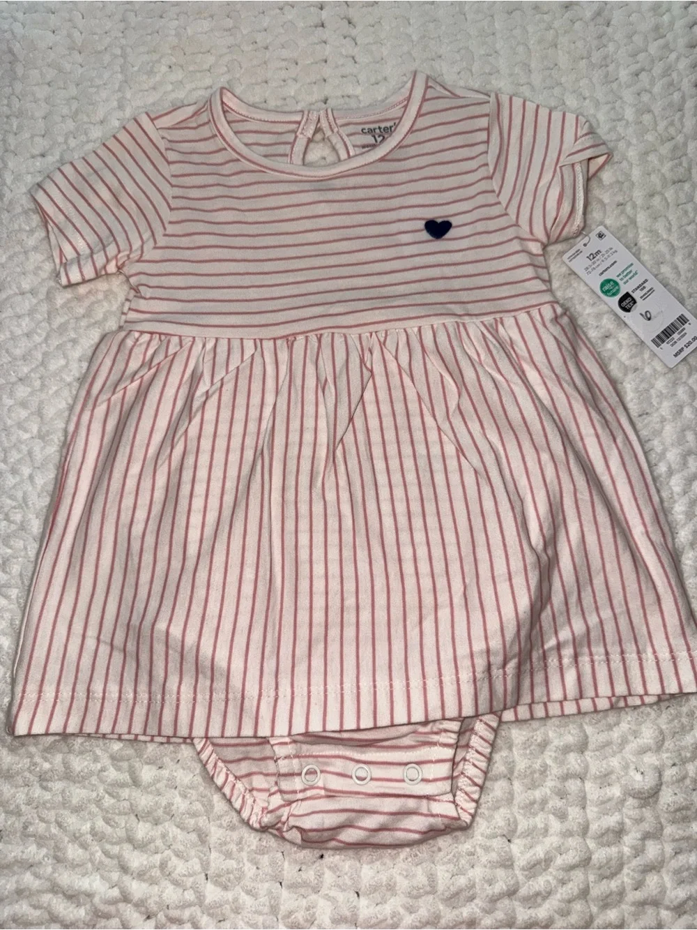 Carter's Pink & White Striped Baby Dress Onesie